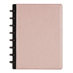 TUL® Discbound Notebook With Pebbled Leather Cover, Junior Size, Narrow Ruled, 60 Sheets, Rose Gold