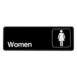 Alpine Women's Restroom Signs, 3" x 9", Black/White, Pack Of 15 Signs