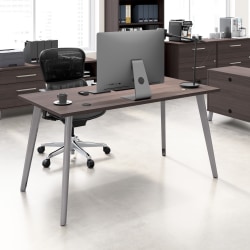 WorkPro® Motiva 60"W Modern Office Desk With Metal Legs, Storm Gray, Standard Delivery
