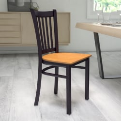Flash Furniture Vertical Back Restaurant Accent Chair, Natural Seat/Black Frame