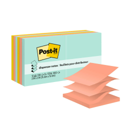 Post-it Pop Up Notes, 3 in x 3 in, 12 Pads, 100 Sheets/Pad, Clean Removal, Beachside Cafe Collection