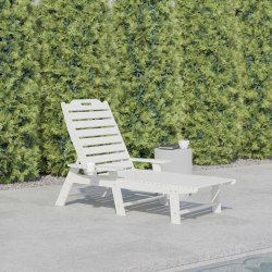 Flash Furniture Monterey All-Weather Adjustable Adirondack Lounge Chair with Cup Holder, White
