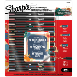 Sharpie Creative Markers, Warm Tones, Water-Based Acrylic Markers, Fine Tip, Assorted Colors, 12 Count