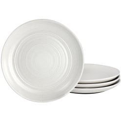 Bee and Willow Home 7" 4-Piece Round Stoneware Appetizer Plate Set, Matte White