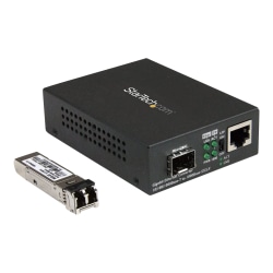 StarTech.com Gigabit Ethernet Fiber Media Converter - Compact - 850nm MM LC - 550m - With MM SFP Transceiver - 1 x Network (RJ-45) - 1 x LC Ports - DuplexLC Port - Multi-mode - Gigabit Ethernet - 10/100/1000Base-TX, 1000Base-LX, 1000Base-SX - Desktop