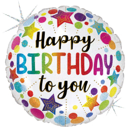 Amscan Birthday Foil Balloon, Circle, 18", Stars And Dots Holographic