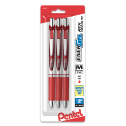 Pentel® EnerGel™ RTX Retractable Liquid Gel Pens, 3pk, Medium Point, 0.7mm, Red