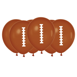 Amscan Latex Football Balloons, 12" x 12", 6 Balloons Per Pack, Set Of 6 Packs