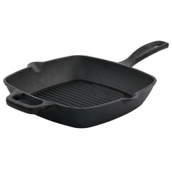 Oster Castaway Square Cast Iron Grill Pan, 10", Black