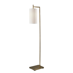Adesso Simplee Zion Floor Lamp, 65"H, White Textured Fabric Shade/Antique Brass Base