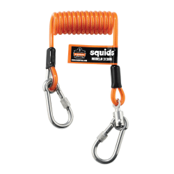 Ergodyne Squids® 3130M Coiled Cable Lanyards, 5 Lb, 6-1/2", Orange, Pack Of 6 Lanyards
