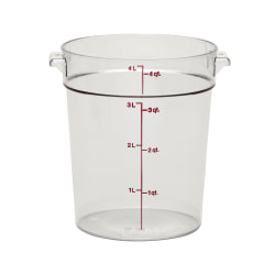 Cambro Camwear 4-Quart Round Storage Containers, Clear, Set Of 12 Containers