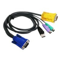 IOGEAR PS/2-USB KVM Cable - 10ft - 10 ft (PS/2)/USB/VGA KVM Cable for Keyboard, Mouse, KVM Switch, Video Device - First End: 1 x SPHD Male VGA - Second End: 1 x HD-15 Male VGA, Second End: 2 x Mini-DIN (PS/2) Male Keyboard/Mouse