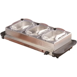 Brentwood BF-315 4.5 Quart 3 Pan Buffet Server and Warming Tray, Brushed Stainless Steel - Triple Warmer/Plates - 1.50 quart per Container - 180 W - Stainless Steel - Brushed Stainless Steel