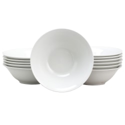 Gibson Home Noble Court 12-Piece Fine Ceramic Bowls, 7", White