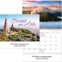 Custom Scenic Asia Spiral Wall Calendar, 11" x 17"