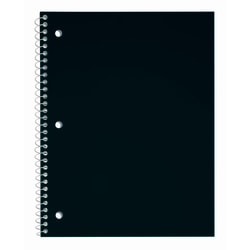 Just Basics® Poly Spiral Notebook, 8" x 10-1/2", 1 Subject, Wide Ruled, 70 Sheets, Black