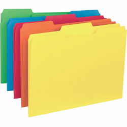 Business Source 1/3-Cut Colored Interior File Folders, Letter Size, Assorted Colors, Box Of 100 Folders