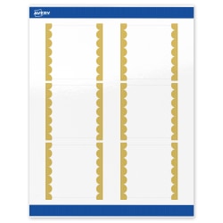Avery® Print-To-The-Edge Labels With Sure Feed® Technology, S00-DK2-PRWGP10, Square, 3" x 3", Glossy White, Preprinted Gold Dots Edge Design, Pack Of 60