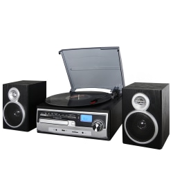 Trexonic 3-Speed Vinyl Turntable Home Stereo System, Silver