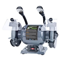 Genesis™ 1/2-HP 6" Bench Grinder With Lights And Eye Shields, 12-1/2" x 8" x 14", Gray
