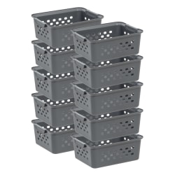 Iris Plastic Storage Baskets, Small, 10-1/4"H x 12-7/16"W x 14-13/16"D, Gray, Set Of 10 Baskets