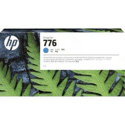 HP 776 DesignJet High-Yield Cyan Ink Cartridge, 1XB09A