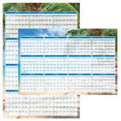 2027 Office Depot® Brand Reversible Erasable Wall Calendar, 24" x 36", Paradise, January to December