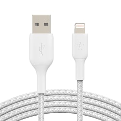 Belkin® Lightning-To-USB-A Braided Cable, 3.3 ft/1M White