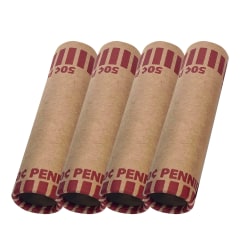 Office Depot® Brand Preformed Tubular Coin Wrappers, Penny, Pack Of 48