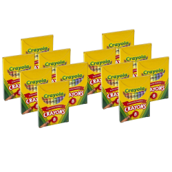 Crayola® Large Crayons, 4" x 7/16", Assorted Colors, 8 Crayons Per Box, Set Of 12 Boxes