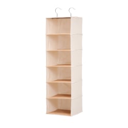 Honey-Can-Do Hanging Vertical Canvas Closet Organizer, 6 Shelves, 42"H x 12"W x 11 1/2"D, Green/Natural Bamboo