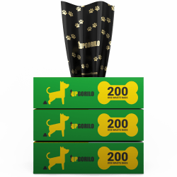 Flash Furniture Kessler Unscented Premium Pet Waste Station Bags, 48 Oz, 8" x 13", Black, 200 Bags Per Roll, Set Of 3 Rolls