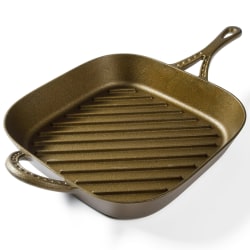Wanda June Home By Miranda Lambert Cast Iron Pre-Seasoned Square Grill Pan, 11", Bronze