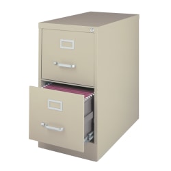WorkPro® 26-1/2"D Vertical 2-Drawer Letter-Size File Cabinet, Metal, Putty