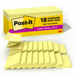 Post-it® Super Sticky Dispenser Notes - Canary Yellow - 3" Flag/Notex 3" Flag/Note - Square - Canary Yellow - R33018SSCYCP