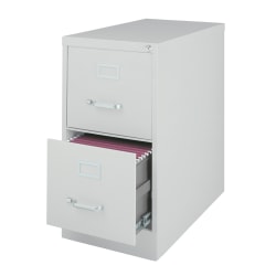 WorkPro® 26-1/2"D Vertical 2-Drawer Letter-Size File Cabinet, Metal, Light Gray