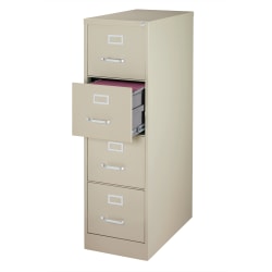 WorkPro® 26-1/2"D Vertical 4-Drawer Letter-Size File Cabinet, Metal, Putty