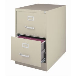 WorkPro® 26-1/2"D Vertical 2-Drawer File Cabinet, Metal, Putty