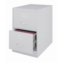 WorkPro® 26-1/2"D Vertical 2-Drawer File Cabinet, Metal, Light Gray