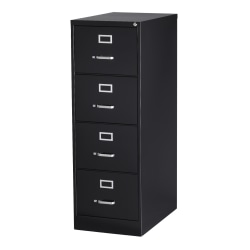 WorkPro® 26-1/2"D Vertical 4-Drawer Legal-Size File Cabinet, Black