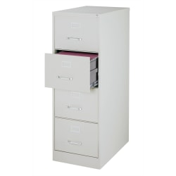 WorkPro® 26-1/2"D Vertical 4-Drawer Legal-Size File Cabinet, Metal, Light Gray