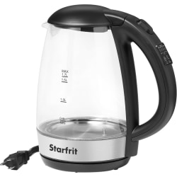 Starfrit Variable Temperature Glass Electric Kettle - 1500 W - 1.80 quart - Black, Silver