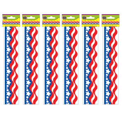 Teacher Created Resources Border Trim, Patriotic, 35' Per Pack, Set Of 6 Packs