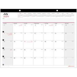 2024-2025 Office Depot Brand Monthly Academic Desk Calendar, 22" x 17", 30% Recycled, July 2024 To June 2025