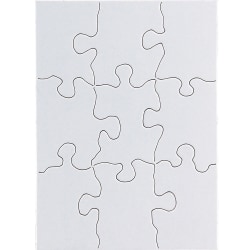 Hygloss Paper Compoz-A-Puzzles, 4" x 5-1/2", White, Puzzle Of 9 Pieces, Set Of 24 Puzzles
