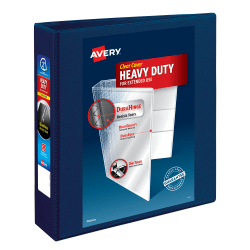 Avery® Heavy-Duty View 3 Ring Binder, 2" One Touch EZD® Rings, Navy Blue, 1 Binder