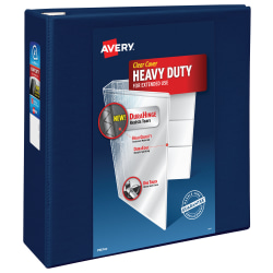 Avery® Heavy-Duty View 3 Ring Binder, 4" One Touch EZD® Rings, Navy Blue, 1 Binder