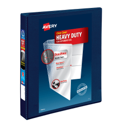 Avery® Heavy-Duty View 3 Ring Binder, 1" One Touch EZD® Rings, Navy Blue, 1 Binder