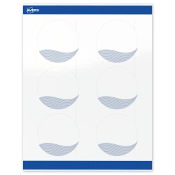Avery® Printable Labels With Sure Feed® Technology, S00-EV1, Round, 3", Glossy White With Preprinted Blue Waves Design, Pack Of 60